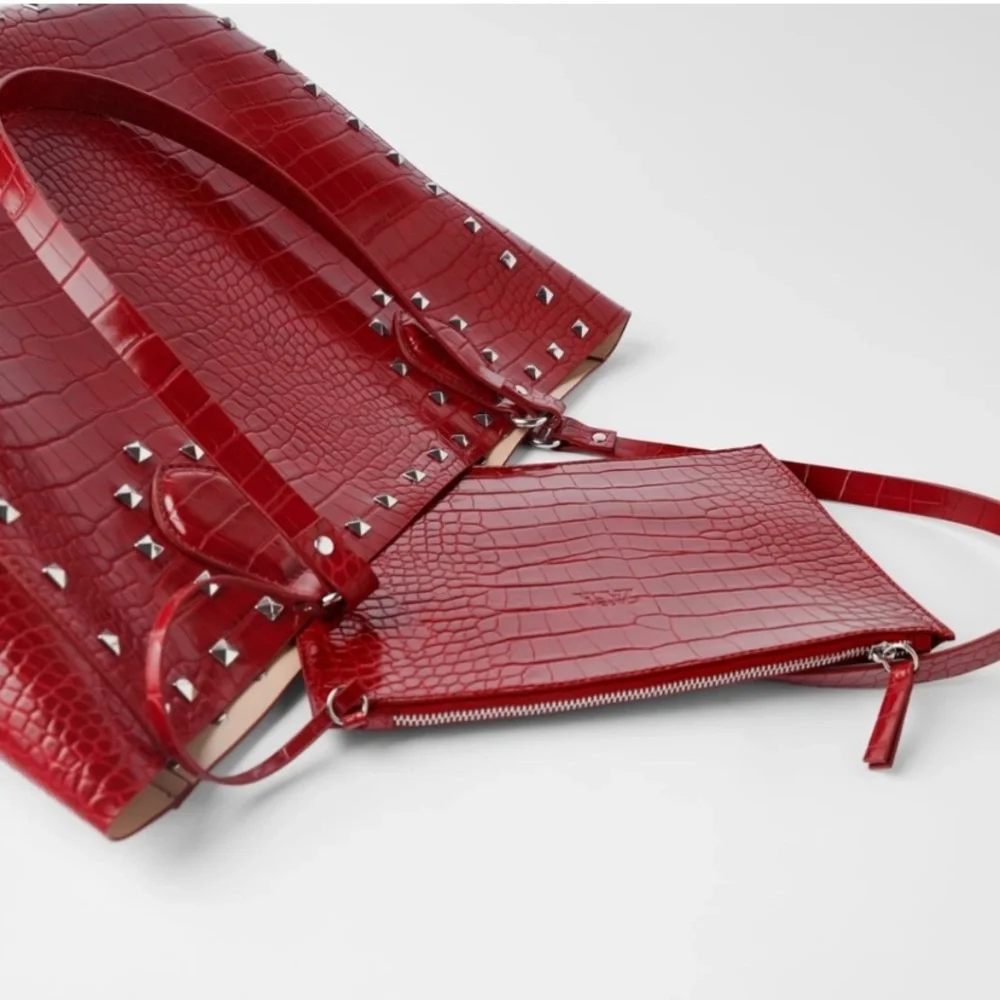 Zara animal embossed studded shopper bag - Picture 6 of 7